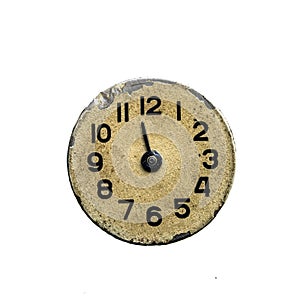 Old vintage clock face Isolated on white