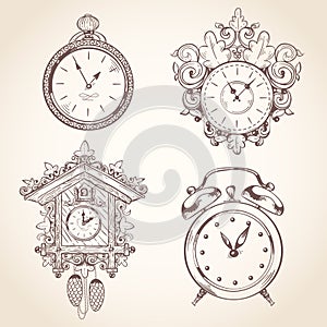 Old vintage clock set