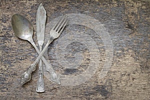 Old vintage cutlery and dishware