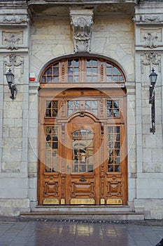 Old vintage entrance door in Lvov