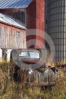Old Vintage Farm Truck by Barn