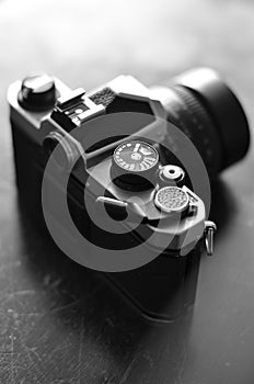 Old Vintage Film Camera with Manual Focus Lens