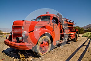 Old vintage fire truck in death valley national