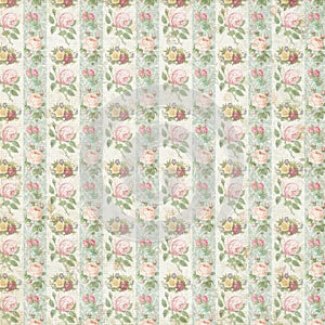 Old vintage flower rose pattern wallpaper paper background