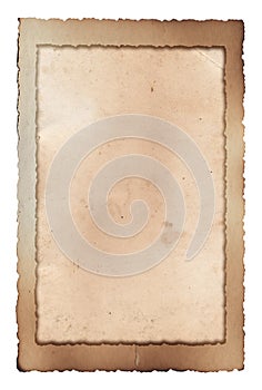 Old vintage frame rough texture retro paper with burned stains and scratches background