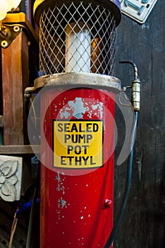 Old and vintage gas station sealed pump pot Ethyl photo