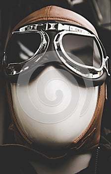 Old vintage goggles for aviators protection