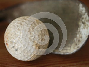 Old Vintage Golf Ball with Club