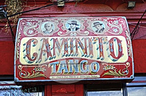 Caminito Tango vintage sign in La Boca, Buenos Aires