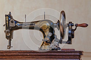 Old vintage hand sewing machine