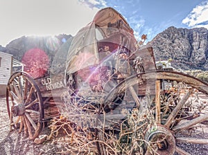 Old vintage horse-drawn carriage on sunny day