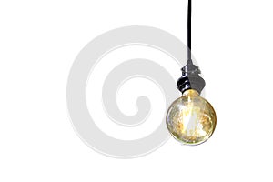 Old vintage light bulb isolated with background.Idea concept , w