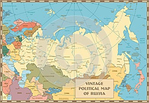 Old vintage map of Russian Federation