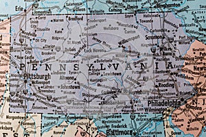 Old vintage map State of Pennsylvania. photo