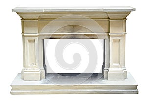 Old vintage marble or stone fire surround photo