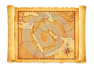 Old vintage middle east ( western asia ) map vector illustration