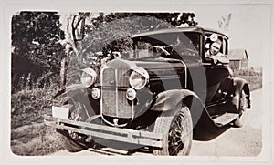 Old Vintage Model T Car Young Man Photograph