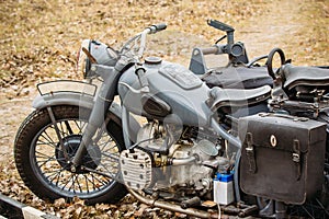 Old Vintage Motorcycle German troops