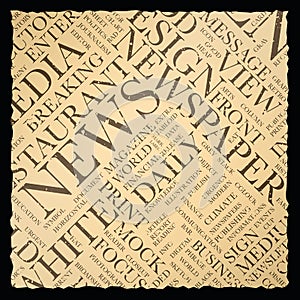 Old vintage newspaper vector background texture word cloud