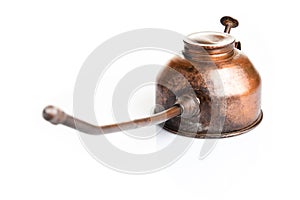 Old vintage oil can isolated