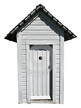 Old Vintage Outhouse Farm Toilet, Isolated photo