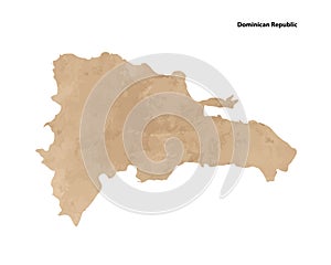 Old vintage paper textured map of Dominican Republic Country - Vector