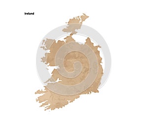 Old vintage paper textured map of Ireland Country - Vector