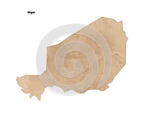 Old vintage paper textured map of Niger Country - Vector