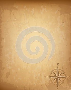 Old vintage paper with wind rose compass sign. Highly detailed illustration