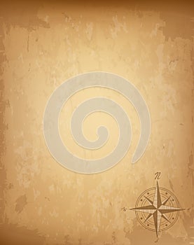 Old vintage paper with wind rose compass sign. Highly detailed vector illustration