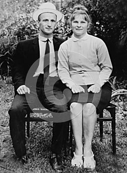 Old vintage photograph couples in love photo