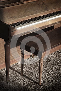 Old Vintage Piano with Keys for Music