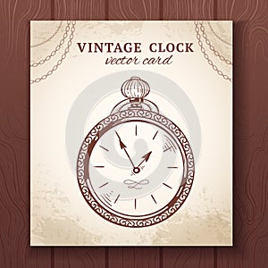 Old vintage pocket watch card