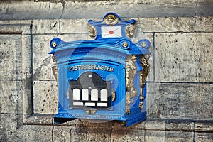 Old vintage post box in Erfurt, Thuringia, Germany