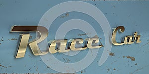 Old vintage race car chrome typography