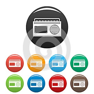 Old vintage radio icons set color