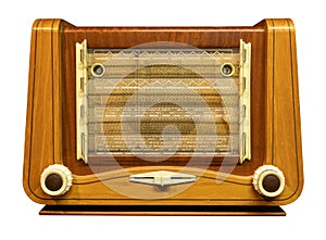 Old vintage radio isolated on white background