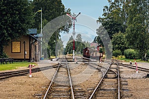 Old vintage railroad station in Sweden