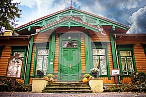 Old vintage railway station in Poland/Bialowieza/