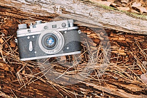 Old Vintage Rangefinder Camera, 1950-1960s.