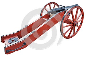 old vintage red gunpowder post-medieval artillery cannon