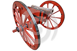 old vintage red gunpowder post-medieval artillery cannon