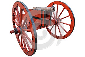 old vintage red gunpowder post-medieval artillery cannon