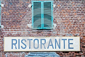 Old vintage restaurant sign in Italy - Concept of retro, traditional Ristorante design