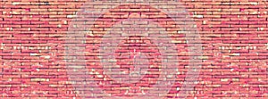 Old vintage retro style red bricks wall for panorama brick background and texture.