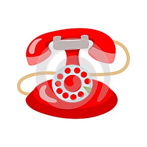 Old vintage retro telephone flat vector illustration isolate on a white background