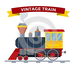 Old vintage retro transportation train vector