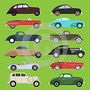 Old vintage retro vector old style car vehicle automobile exclusive sport transport antique garage classic auto speed