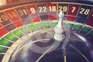 Old vintage roulette and gamble for risk concept