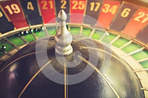 Old vintage roulette and gamble for risk concept